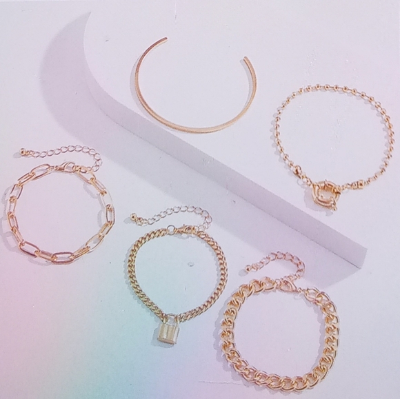 18k Gold Plated Bracelet 5Pcs - Picture 4 of 5